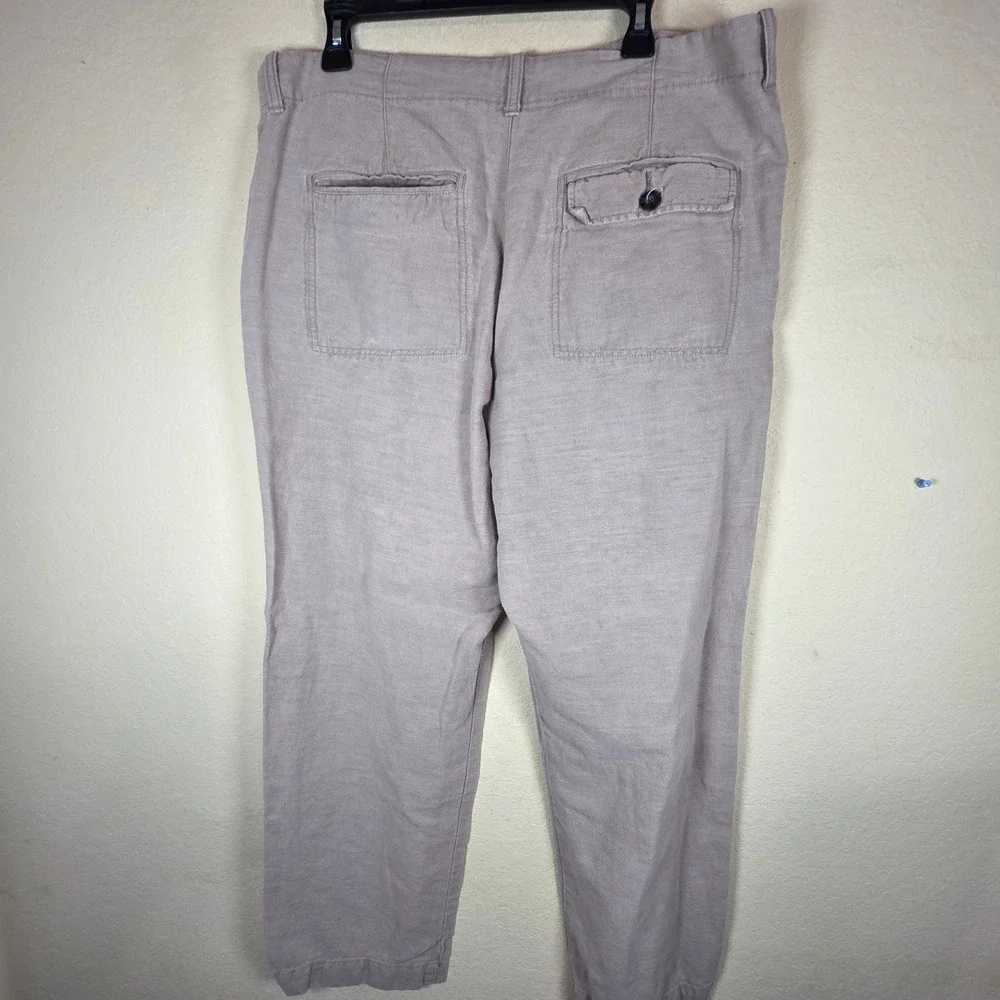 Indigo Palms Classic Chino Fit Linen Cotton Blend Pants Tan Khaki 38x32 Mens